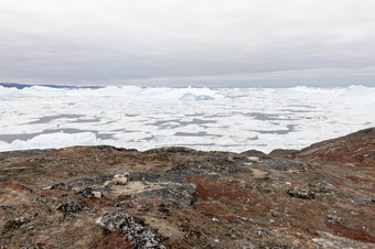 北极景观格陵兰岛与冰山北极景观格陵兰岛周围迪斯科岛与冰山