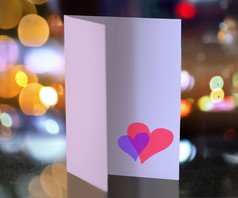 明信片为情人节一天与心发光的背景