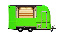 插图绿色食物卡车孤立的白色背景