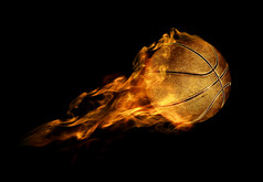 插图飞行激烈的篮球球黑色的背景