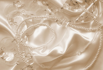 珍珠而且珍珠以前丝<strong>绸缎</strong>婚礼背景乌贼健美的复古的风格