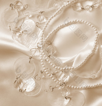 珍珠而且珍珠以前丝绸缎可以使用婚礼背景乌贼健美的复古的风格