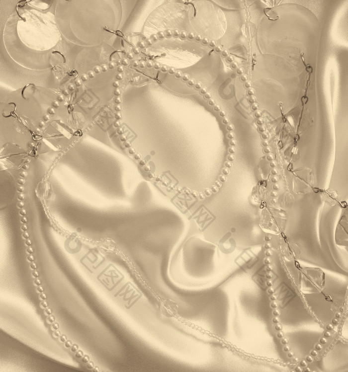 珍珠和珍珠以前丝绸缎婚礼背景乌贼健美的复古的风格