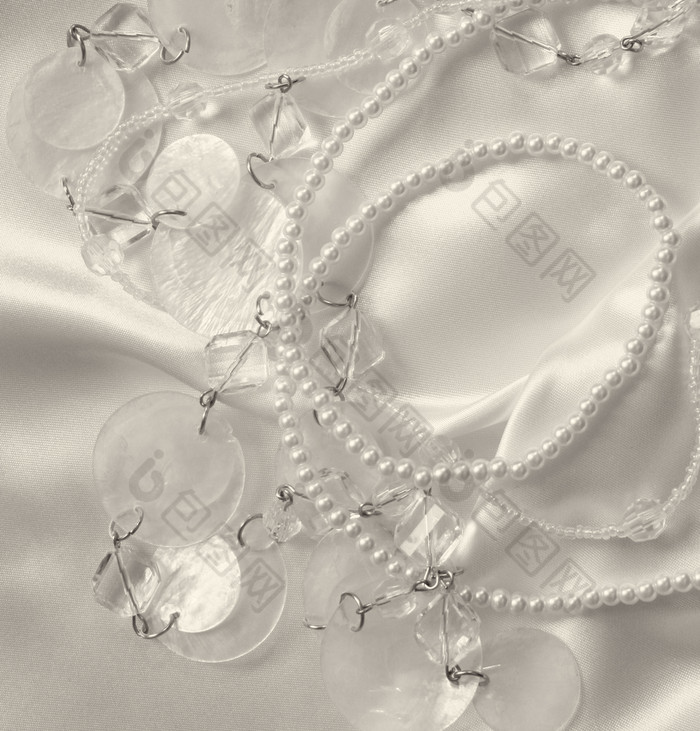珍珠和珍珠以前丝绸缎可以使用婚礼背景乌贼健美的复古的风格