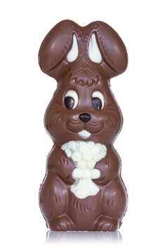 复活节巧克力兔子白色背景