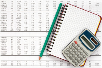 笔记本铅笔和计算器金融声明概念会计