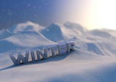 渲染冬天景观与文本