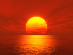插图明亮的海洋日落
