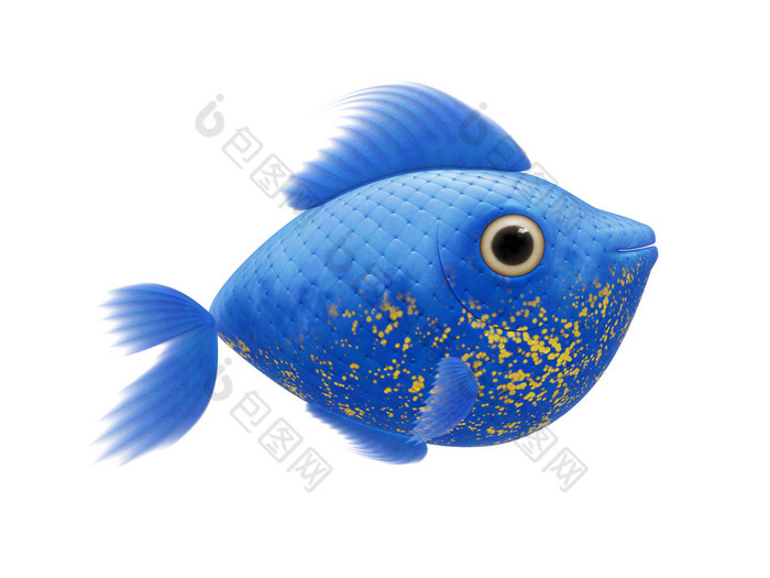 插图卡通可爱的蓝色的鱼