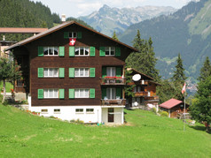 传统的瑞士小屋对艾格峰山处女地区