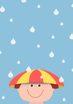 插图人的雨被受保护的伞帽子