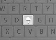插图电脑键盘与云图标关键