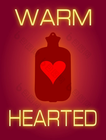 插图心形状内部热水瓶与的单词温暖的心