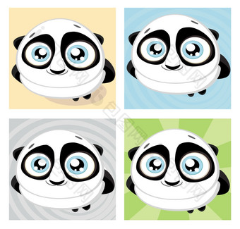 可爱的大眼熊猫与bambooVector插图卡通熊猫与竹子