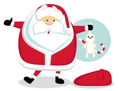 卡通圣诞老人持有兔子向量插图卡通圣诞老人持有兔子
