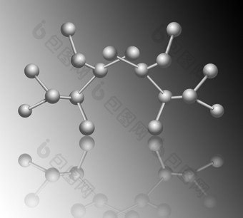 插图描绘<strong>分子结构</strong>概念与反射而且灰色梯度背景