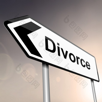 插图描绘标志帖子与定向箭头包含离婚概念模糊背景
