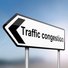 插图描绘标志帖子与定向箭头包含交通交通拥堵概念模糊背景