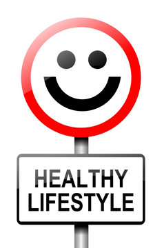 插图描绘路交通标志与健康的生活方式概念白色背景