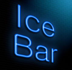插图描绘照亮霓虹灯标志与冰酒吧概念