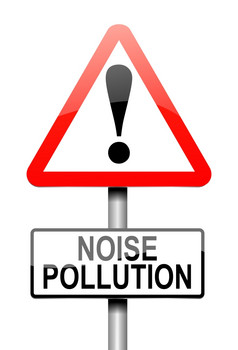 插图描绘标志与噪音污染概念