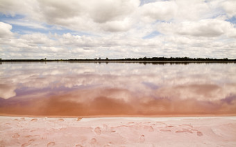 的非凡的盐湖粉红色的湖不远从丁布拉澳大利亚