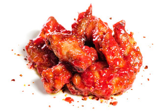 烤鸡翅膀热树莓酱汁鸡翅膀树莓酱汁