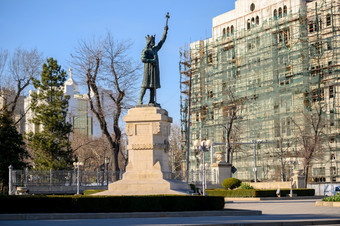 基希讷乌摩尔多瓦3月雕像斯特凡这海又名斯蒂芬。3的伟大的摩尔达维亚公园入口的中心城市雕像斯特凡这海又名斯蒂芬。3的伟大的摩尔达维亚基希讷乌摩尔多瓦