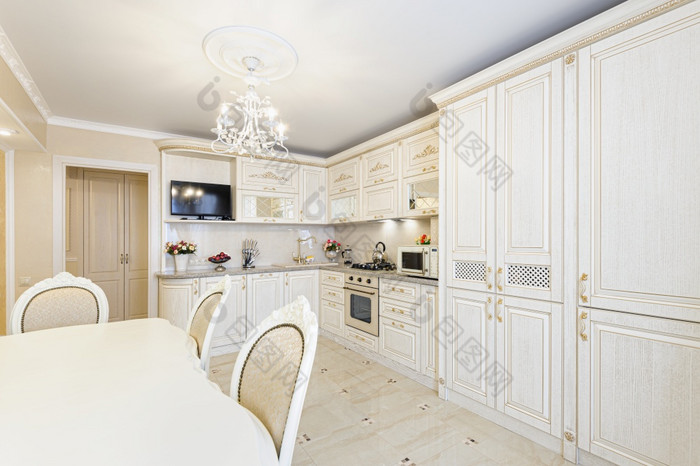 奢侈品现代米色和奶油彩色的厨房现代经典风格奢侈品现代米色和奶油彩色的厨房室内