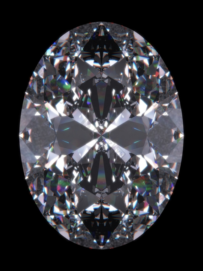 钻石椭圆形减少钻石系列孤立的珠宝系列