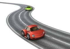路比赛绿色红色的汽车孤立的机器白色背景系列