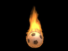 热燃烧足球孤立的黑暗背景体育对象概念系列
