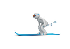 下坡滑雪孤立的字符白色背景体育系列