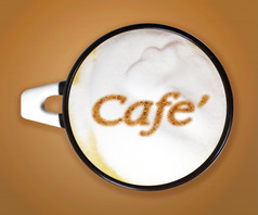 咖啡艺术杯卡布奇诺咖啡与咖啡馆会棕色（的）背景咖啡艺术