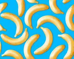 无缝的新鲜的香蕉蓝色的背景