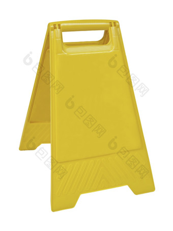 黄色的标志那警报为湿地板上与剪裁工作路径湿地板上标志