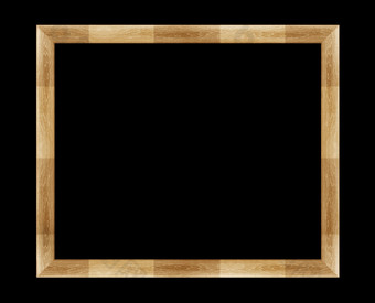 木照片框架孤立的黑色的背景与剪裁工作路径照片框架