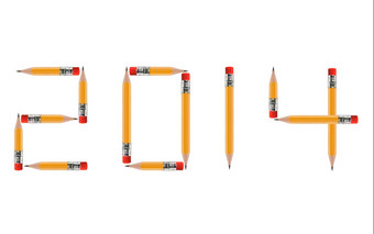 快乐新一年<strong>短</strong>铅笔孤立的白色背景安排拼写的相同概念<strong>可用</strong>为而且一年剪裁工作路径包括