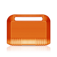 三个维工具盒子工具包孤立的白色与剪裁工作路径橙色工具包