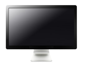 黑色的液晶显示器屏幕挂墙与剪裁工作路径液