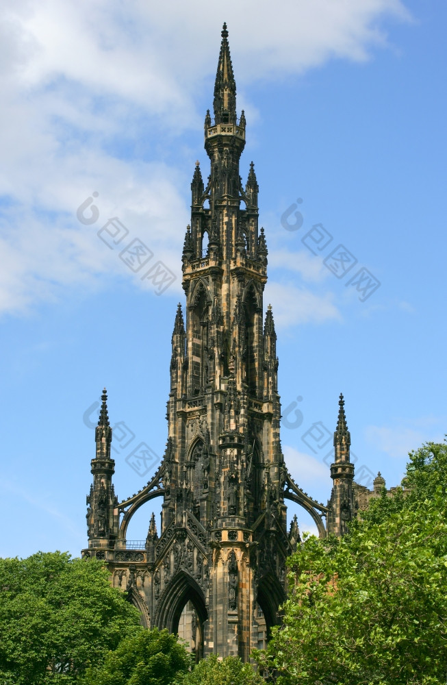 图像的斯科特纪念碑的美丽的城市爱丁堡苏格兰