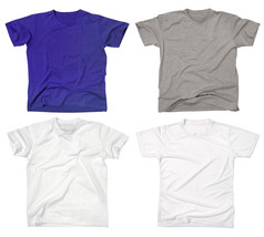 照片四个空白t恤新而且老皱纹而且平剪裁路径包括准备好了为你的设计标志