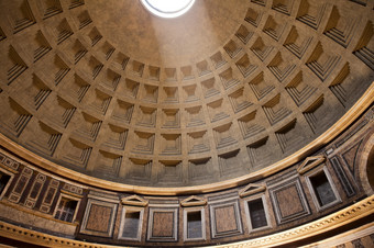 大梁光未来从的眼球照亮的天花板模式的万神殿罗马