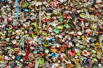 团咀嚼泡沫口香糖是卡住了的口香糖墙附近的派克的地方市场西雅图的墙当地的具有里程碑意义的