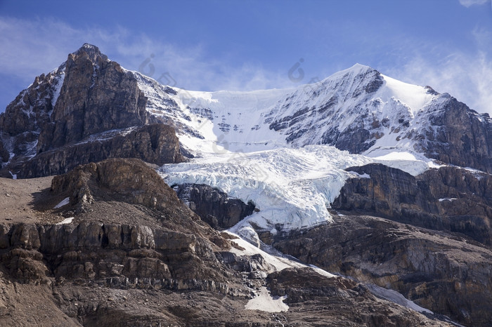 的冰川山仙女座阿尔伯塔省加拿大形成雪而且冰那秋天成的漏斗形成的陡峭的山坡上的主要碗的冰川有被撤退在的最后的四十年
