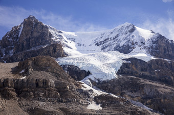 的冰川山仙女座阿尔伯塔省加拿大形成雪而且冰那秋天成的漏斗形成的陡峭的山坡上的主要碗的冰川有被撤退在的最后的<strong>四十年</strong>
