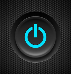 黑色的按钮与蓝色的权力标志碳背景