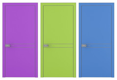 三个彩色的门孤立的白色呈现