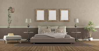 优雅的主卧室经典风格与双床上和脚凳呈现优雅的主卧室经典风格