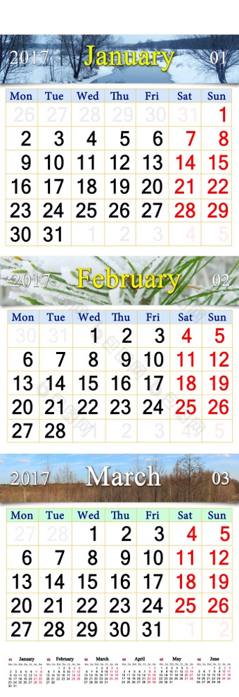 日历为1月2月和3月与<strong>图片</strong>办公室日历为1月2月和3月与<strong>图片</strong>自然墙日历为第二个季度